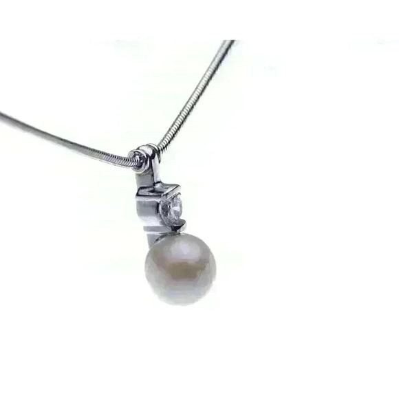 Jose Hess 18kt White Gold Diamond and Pearl Necklace 15.5" .30CTW - Picture 6 of 10